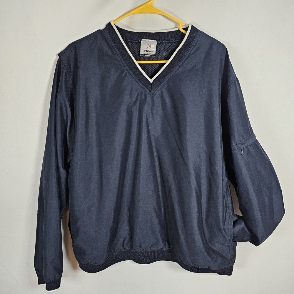 Men's Ativa Water Resistant‎ V-Neck Pullover Jacket  Size Large Zipper On Sleeve